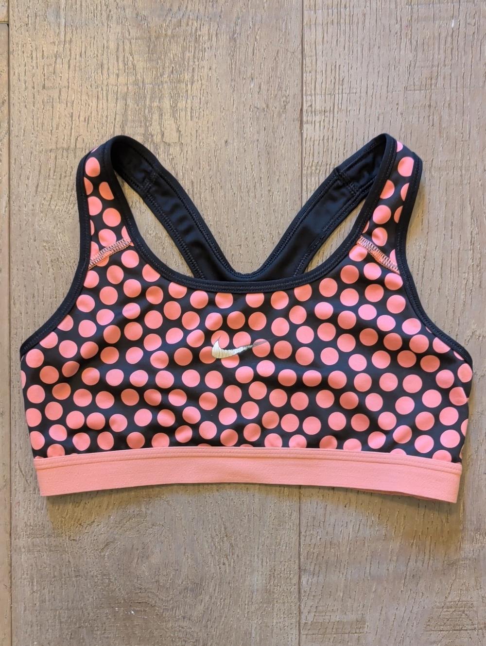 Nike Black & Pink Polka Dot Racerback Sports Bra Size M